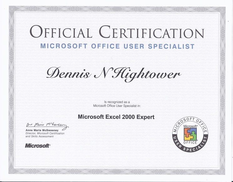 Excel 2000 -  MOS Expert