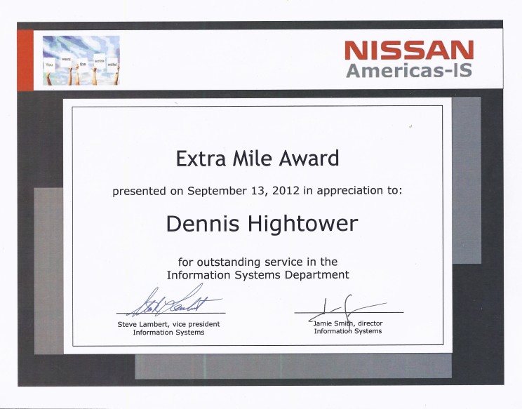 Extra Mile Award - 2012