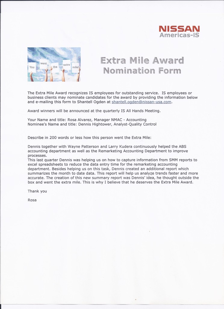 Extra Mile Nomination