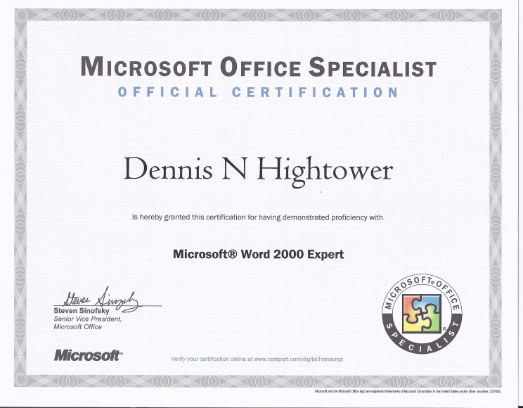 Word 2000 - MOS Expert Certification